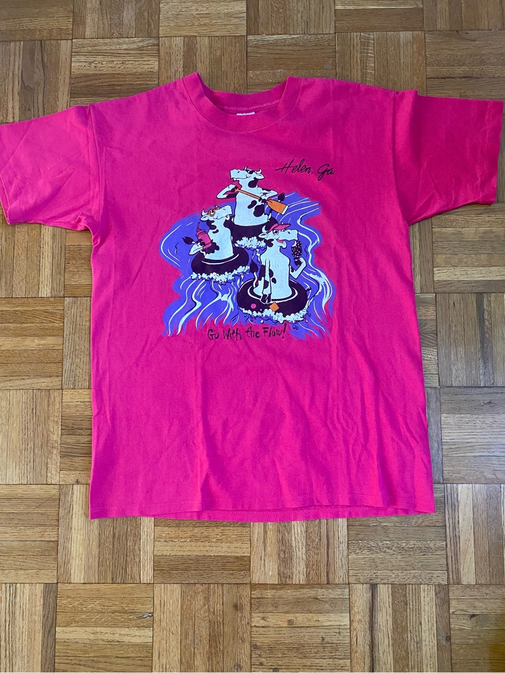 Vintage Single Stitch T Shirt Helen Ga Cow River Rafting Womens Large